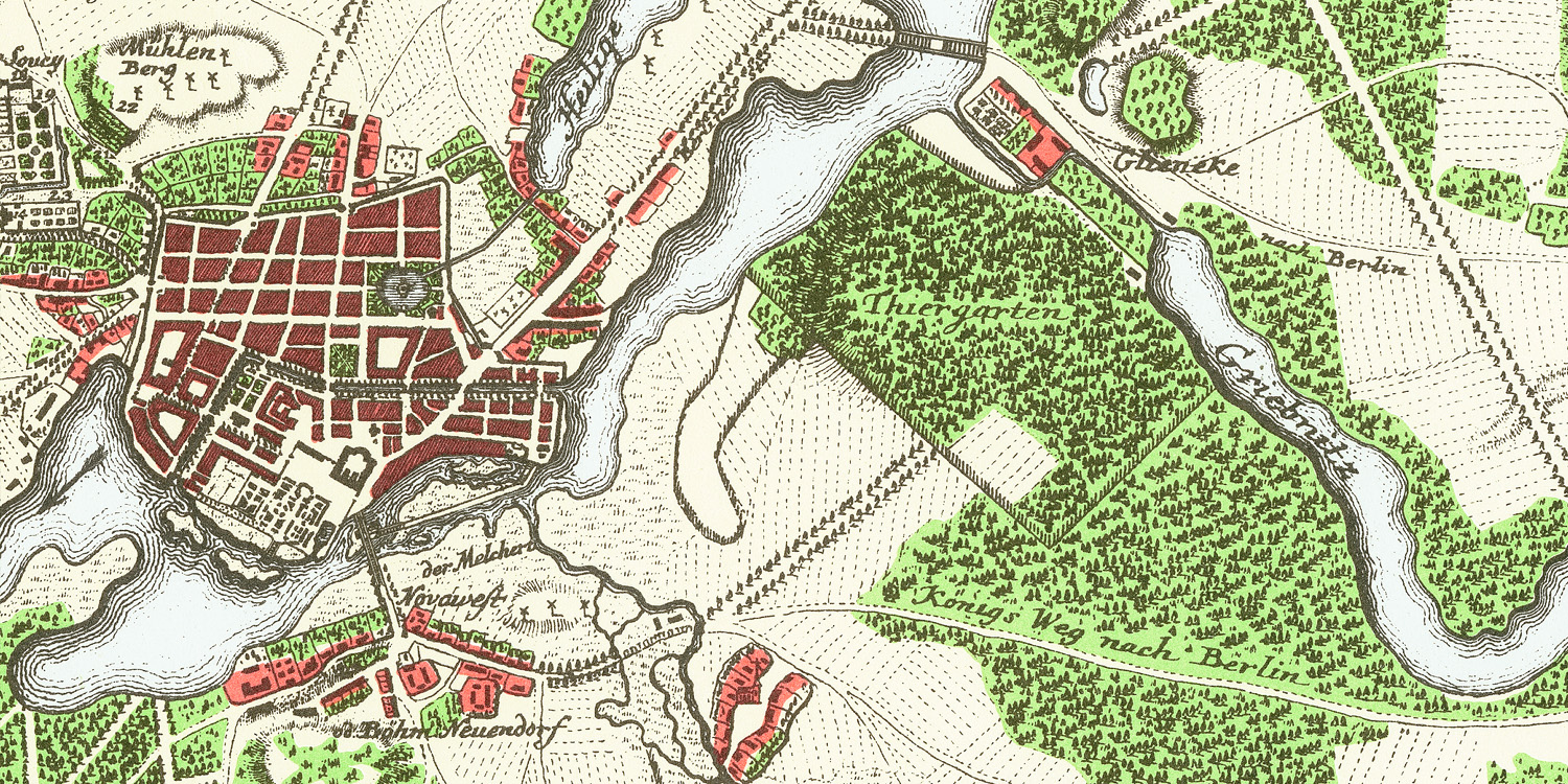 Ausschnitt Karte königliche Residenzstadt Potsdam