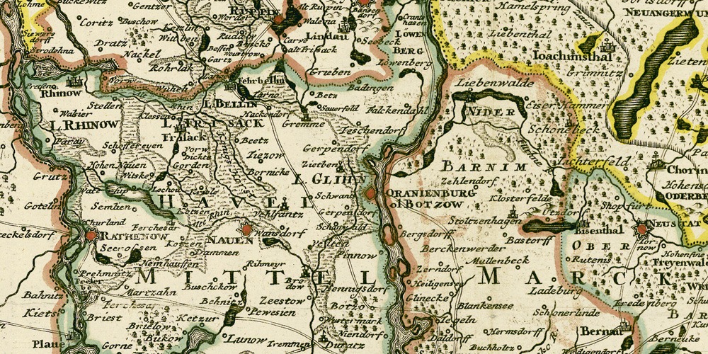 Ausschnitt Karte Kurfürstentum Brandenburg