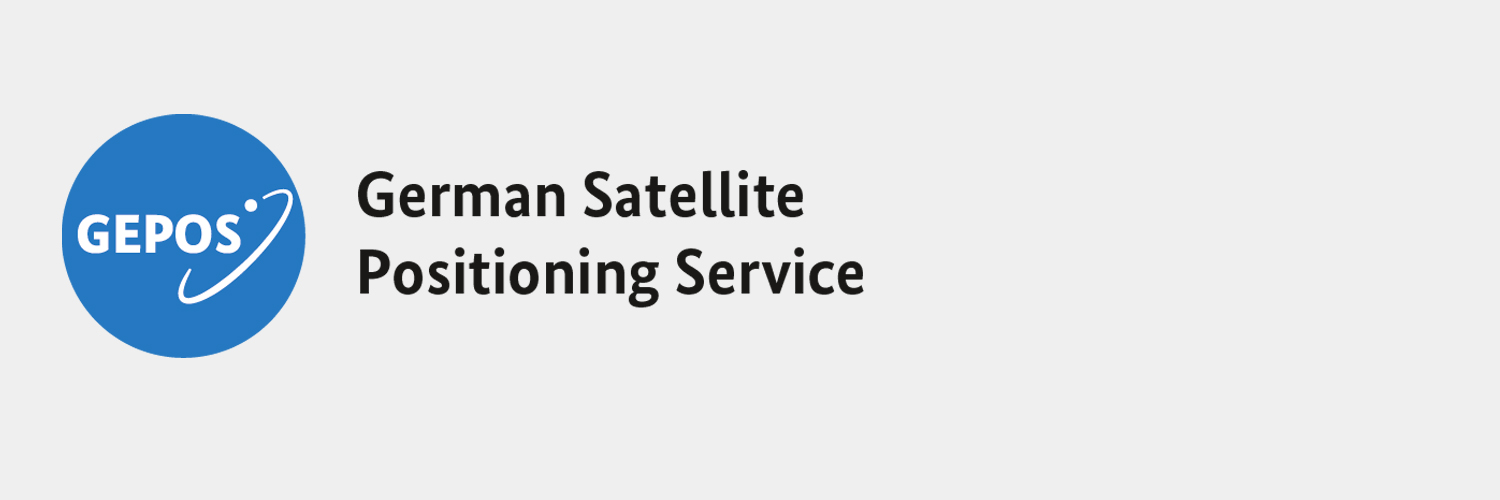 Blaues GEPOS Logo mit Schriftzug - German Satellite Positioning Service