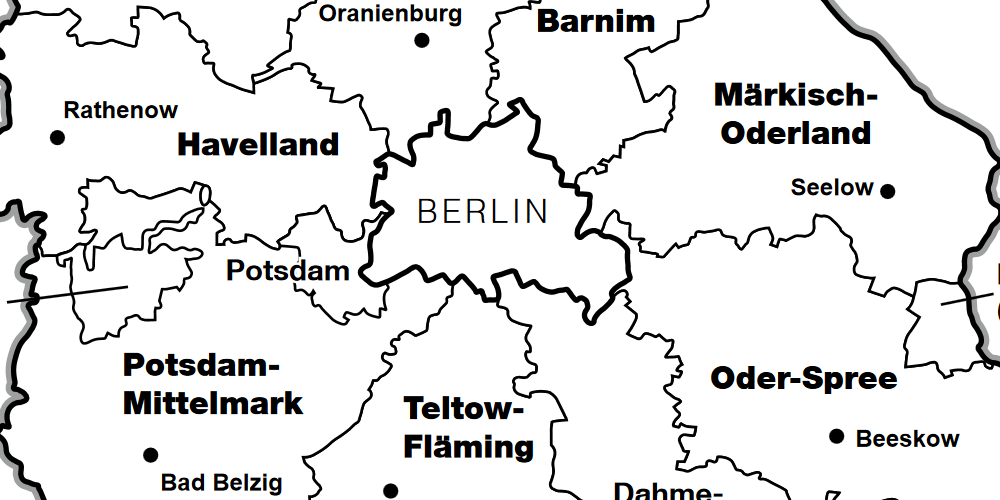 Ausschnitt Kreisübersicht Land Brandenburg