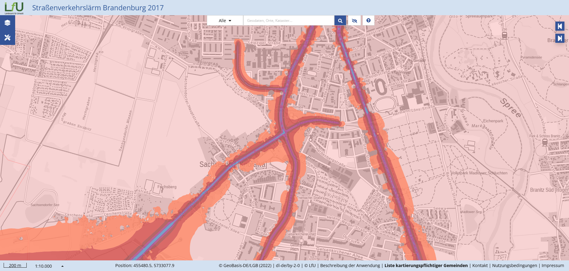 Ausschnitt Strassenlärm Sachsendorf 2017