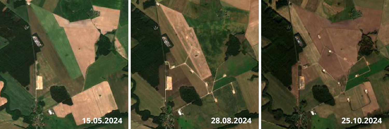 Veränderung der Landschaft innerhalb weniger Monate Satellitenbilder (Sentinel-2)
