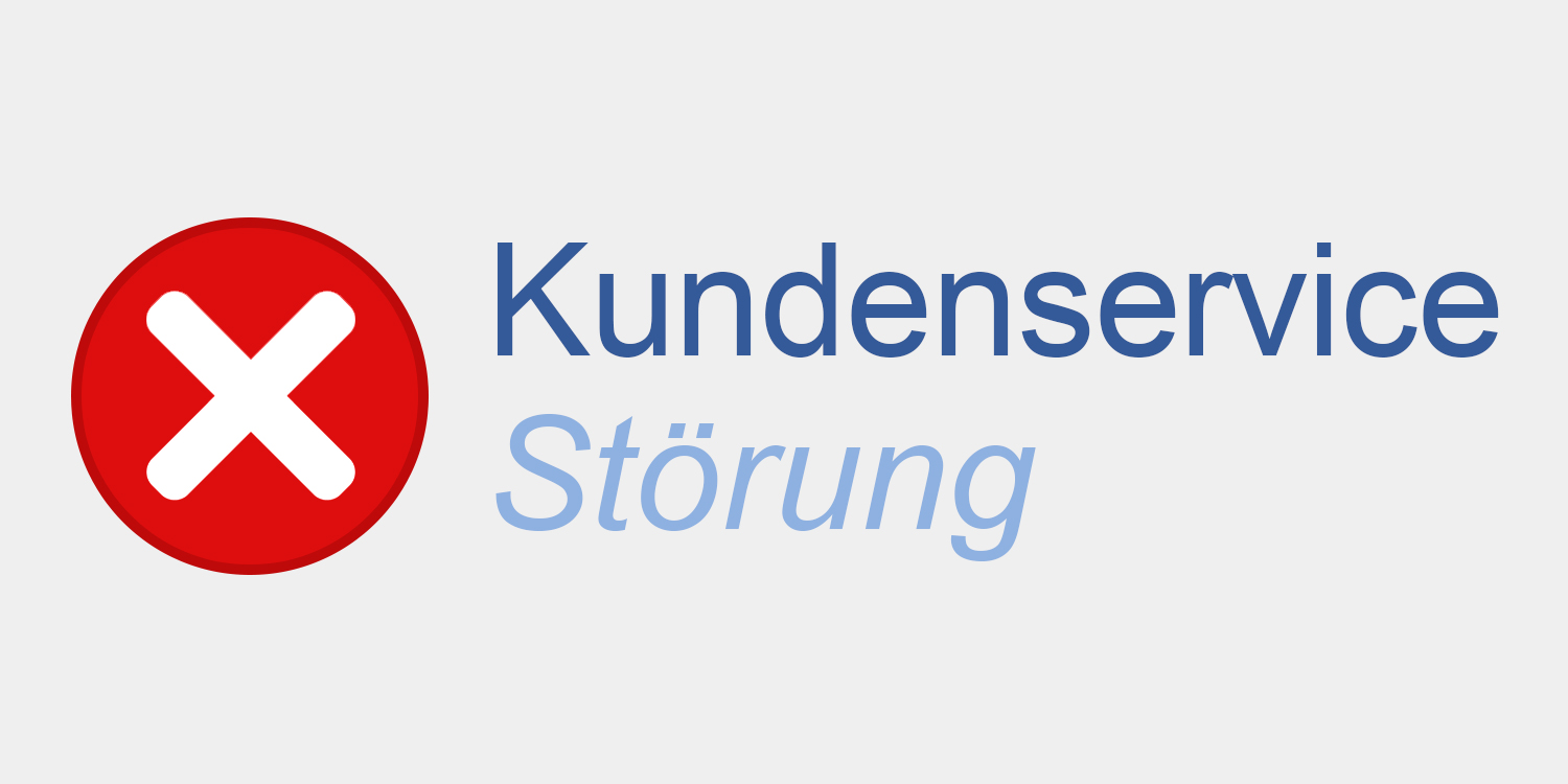 Kundenservice-Störung: Roter Button mit weißem Kreuz auf einem Bildschirm oder Hinweisschild. Symbolisiert eine Unterbrechung oder Problemmeldung im Kundenservice.