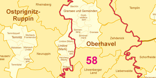 Ausschnitt Wahlkreiskarte zu 20. Bundestag