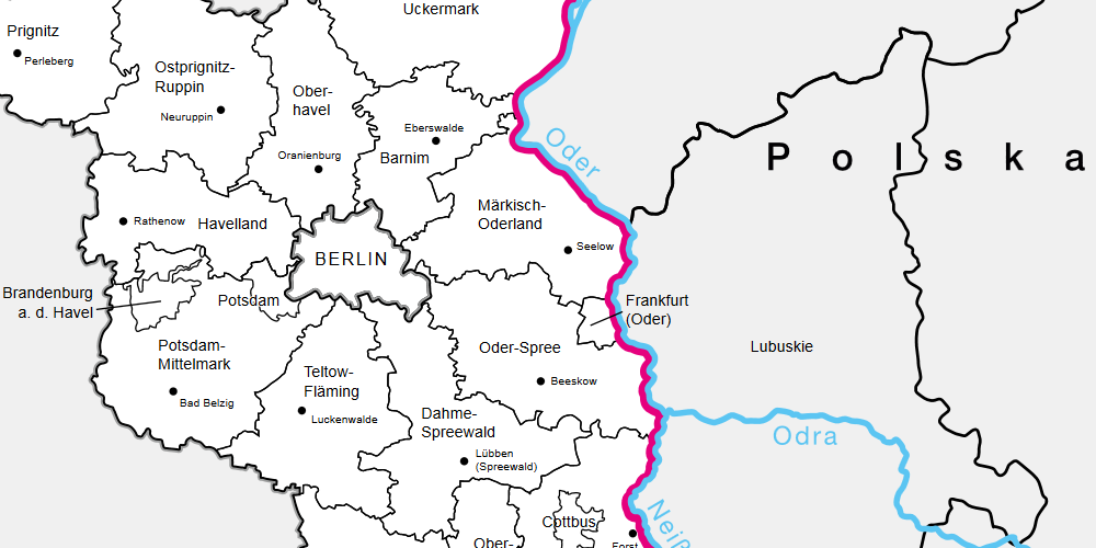 Ausschnitt Brandenburg und angrenzende Wojewodschaften