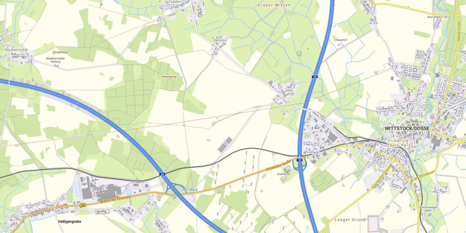 öffnet Screenshot einer topographischen Karte aus dem BRANDENBURGVIEWER mit der Stadt Wittstock